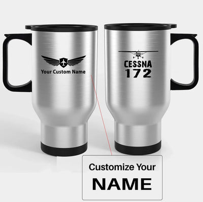 Cessna 172 & Plane Travel Mugs (With Holder) aviation design on travel mug with holder, insulated double-wall with car-cup ba.