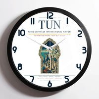 Thumbnail for Tunis-Carthage International Airport (TUN) design on white framed wall clock