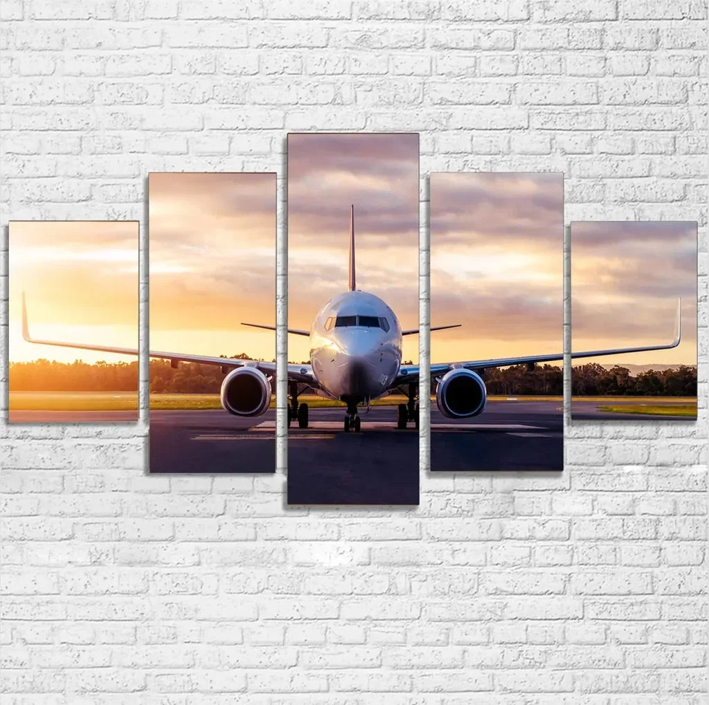Boeing 737-800 During Sunset canvas - Multiple (5 Panels)