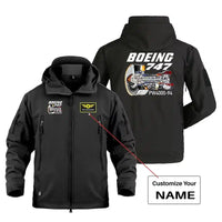 Thumbnail for Boeing 747 & PW4000-94 Engine Military Jackets (Customizable) aviation design printed on heavy cotton shell with field-style.