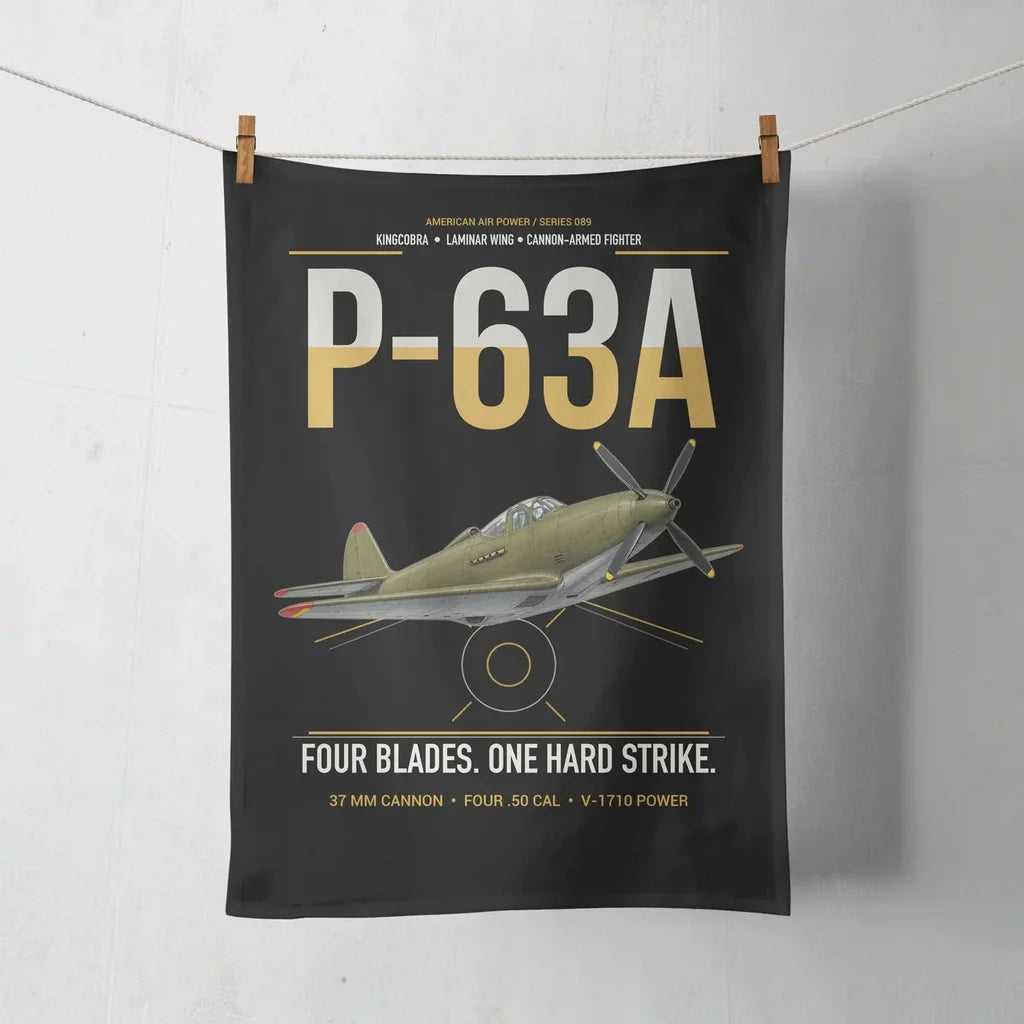 P-63A Kingcobra design on black towel