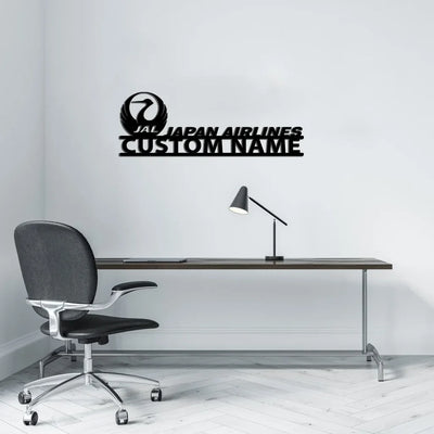 Japan Airlines aviation design on durable metal with painted finish metal wall sign.