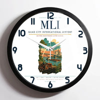 Thumbnail for Quad City International Airport (MLI) design on white framed wall clock