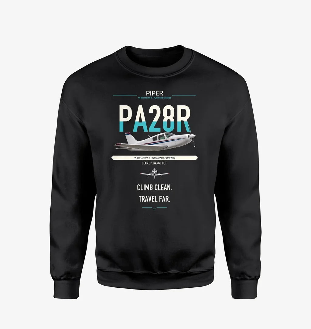 Piper PA-28R Arrow III design on black sweatshirt