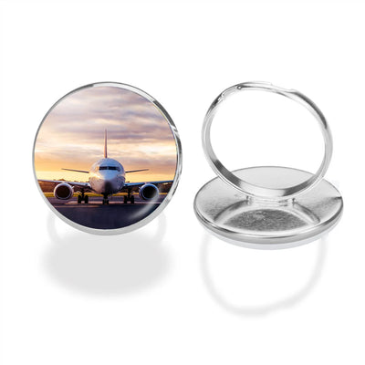 Face to Face with Boeing 737-800 During Sunset aviation ring in stainless steel.