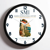Thumbnail for Samos International Airport (SMI) design on white framed wall clock