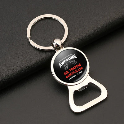 Air Traffic Controller Bottle Opener aviation design on bottle-opener key chain, durable metal alloy with built-in opener.