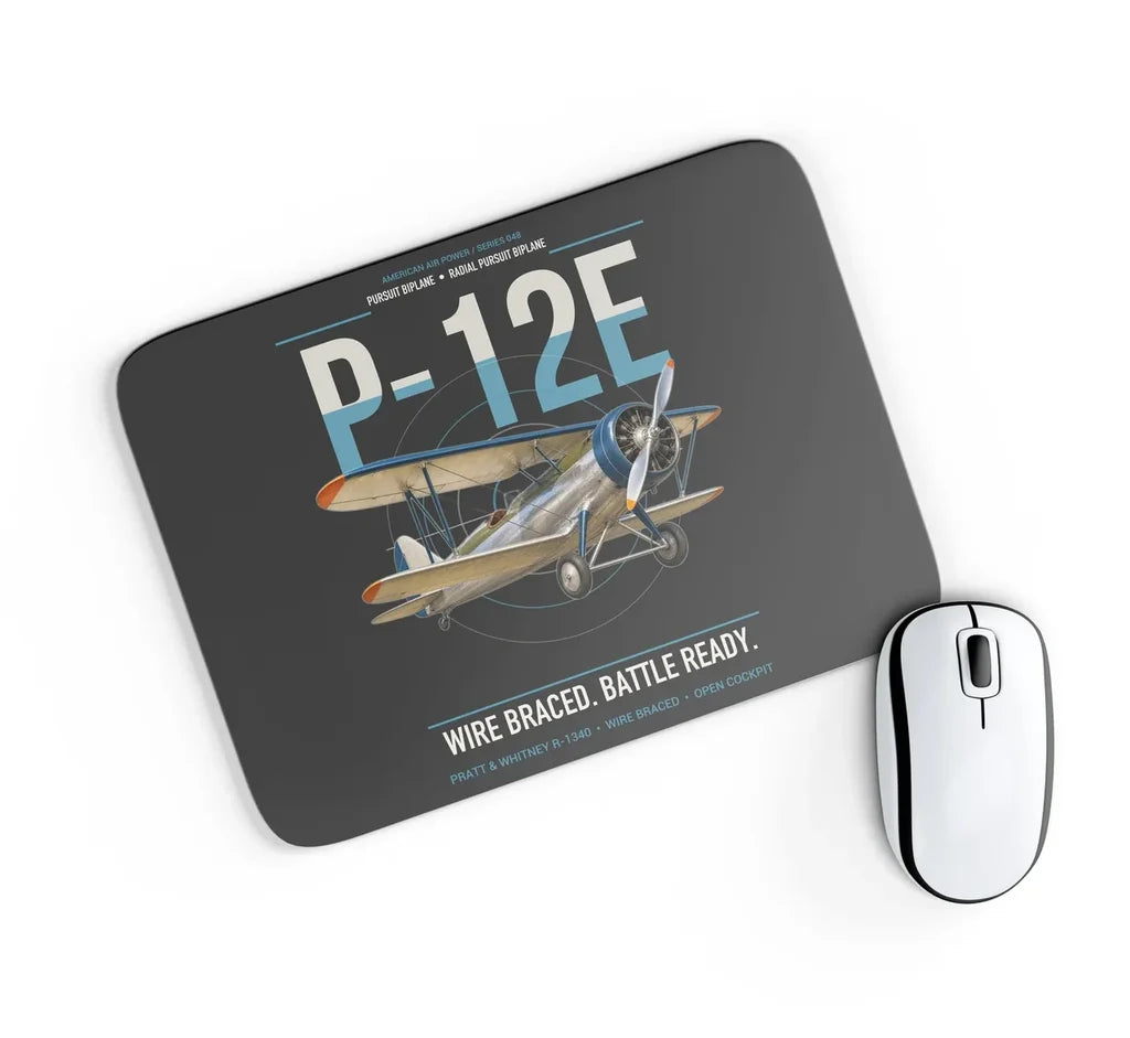 Boeing P-12E design on black rectangle mouse pad