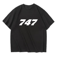 Thumbnail for Boeing 747 Flat Text aviation design printed on soft cotton relax-fit T-shirt.