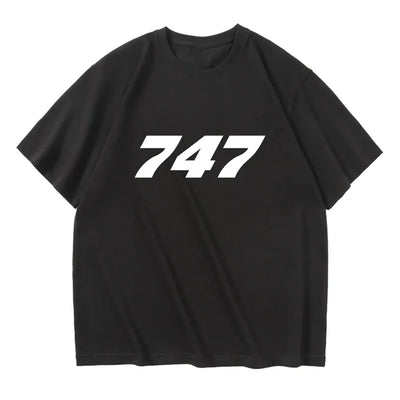 Boeing 747 Flat Text aviation design printed on soft cotton relax-fit T-shirt.