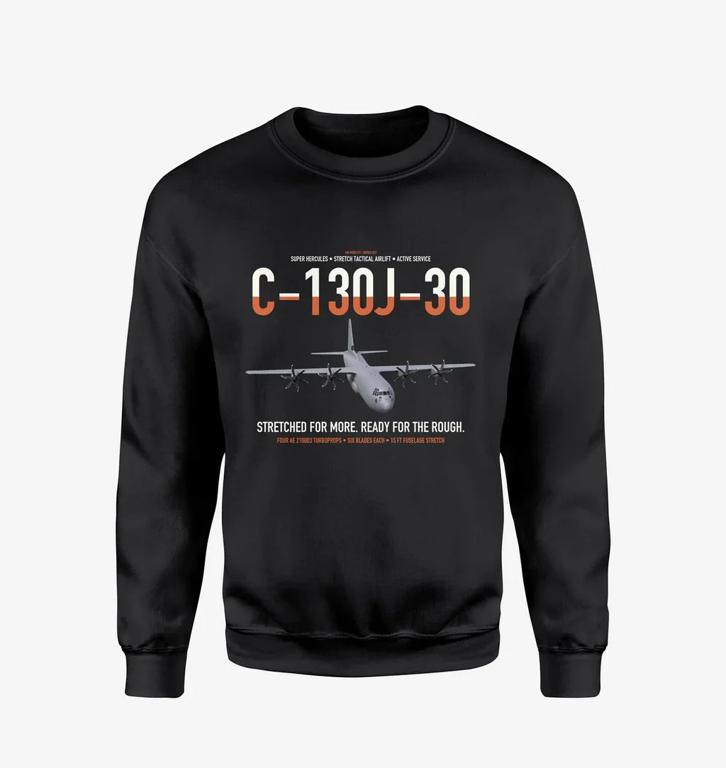 C-130J-30 Super Hercules design on black sweatshirt
