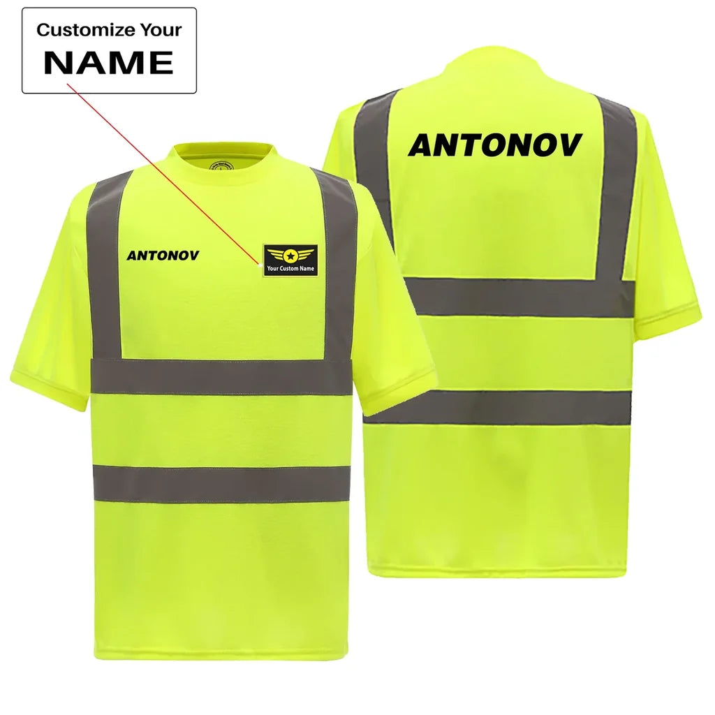 Antonov & Text aviation design printed on soft cotton reflective T-shirt.