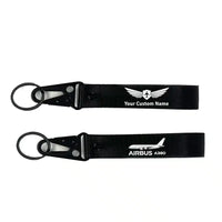 Thumbnail for The Airbus A380 aviation hawk-shaped key chain, durable metal alloy.