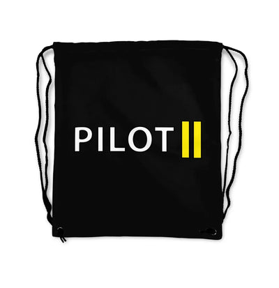 Pilot & Stripes (2 Lines) aviation print drawstring bag, lightweight polyester.