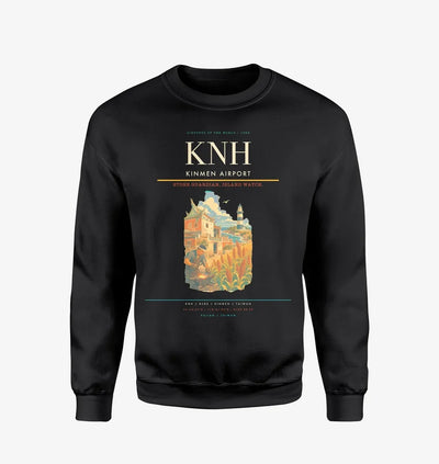 Kinmen Airport (KNH) design on black sweatshirt