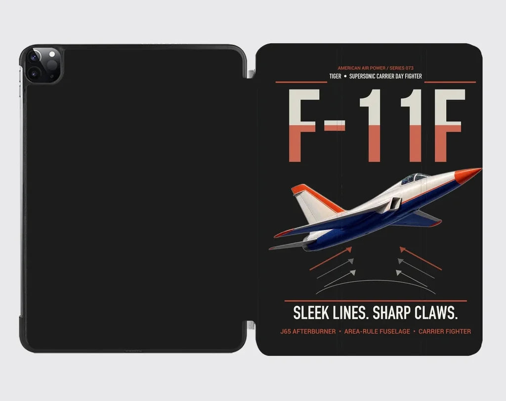 F-11F Tiger design on black ipad tablet case