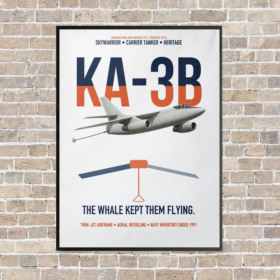 KA-3B Skywarrior vertical canvas print - framed - white background