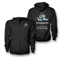 Thumbnail for Cessna 408 SkyCourier design on black premium zipped hoodie, double-side print