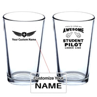 Thumbnail for Student Pilot Beer & aviation design on beer water glass, versatile drinkware.