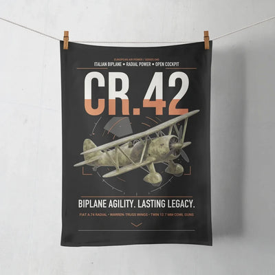 Fiat CR.42 Falco design on black towel