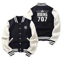 Thumbnail for Boeing 707 & Plane Baseball Style aviation design printed on two-tone shell with ribbed cuffs baseball jacket.