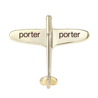 Thumbnail for Porter Airlines Airplane Shape aviation-themed airplane-shape brooch, polished alloy.