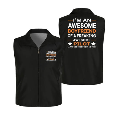 I am an Awesome Series Boyfriend Thin Style aviation design printed on lightweight shell with sleeveless design thin vest.