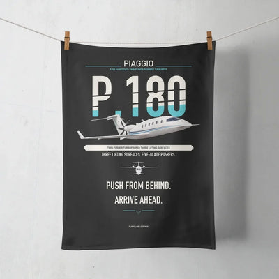 Piaggio P.180 Avanti EVO design on black towel