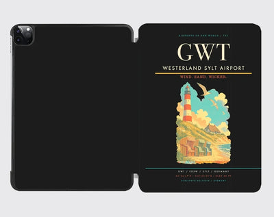 Westerland Sylt Airport (GWT) design on black ipad tablet case