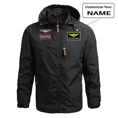 Flying One Ball aviation design printed on lightweight shell with slim fit stylish thin jacket.