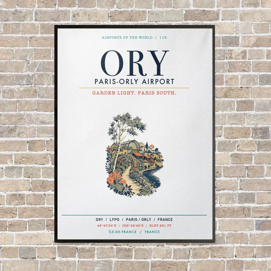 Paris-Orly Airport ORY vertical canvas print - framed - white background