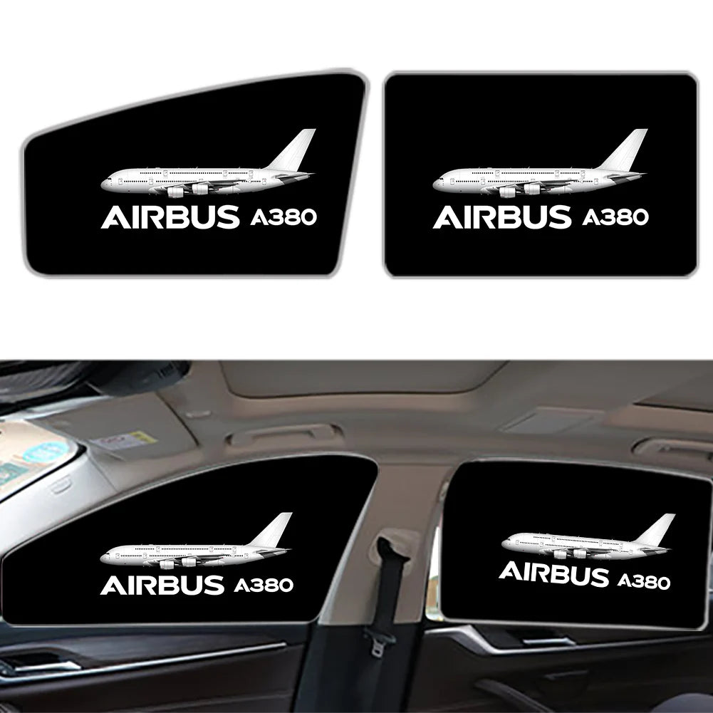 The Airbus A380 Car Sun Shade (Side window) aviation design on reflective polyester car side window sun shade.