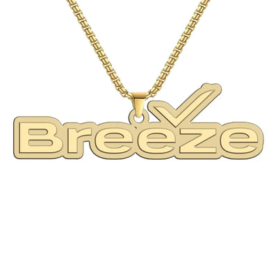 Breeze Airways aviation-themed hollow necklace, polished metal.