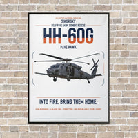 Thumbnail for Sikorsky HH-60G Pave Hawk vertical canvas print - framed - white background