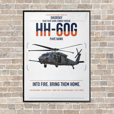 Sikorsky HH-60G Pave Hawk vertical canvas print - framed - white background