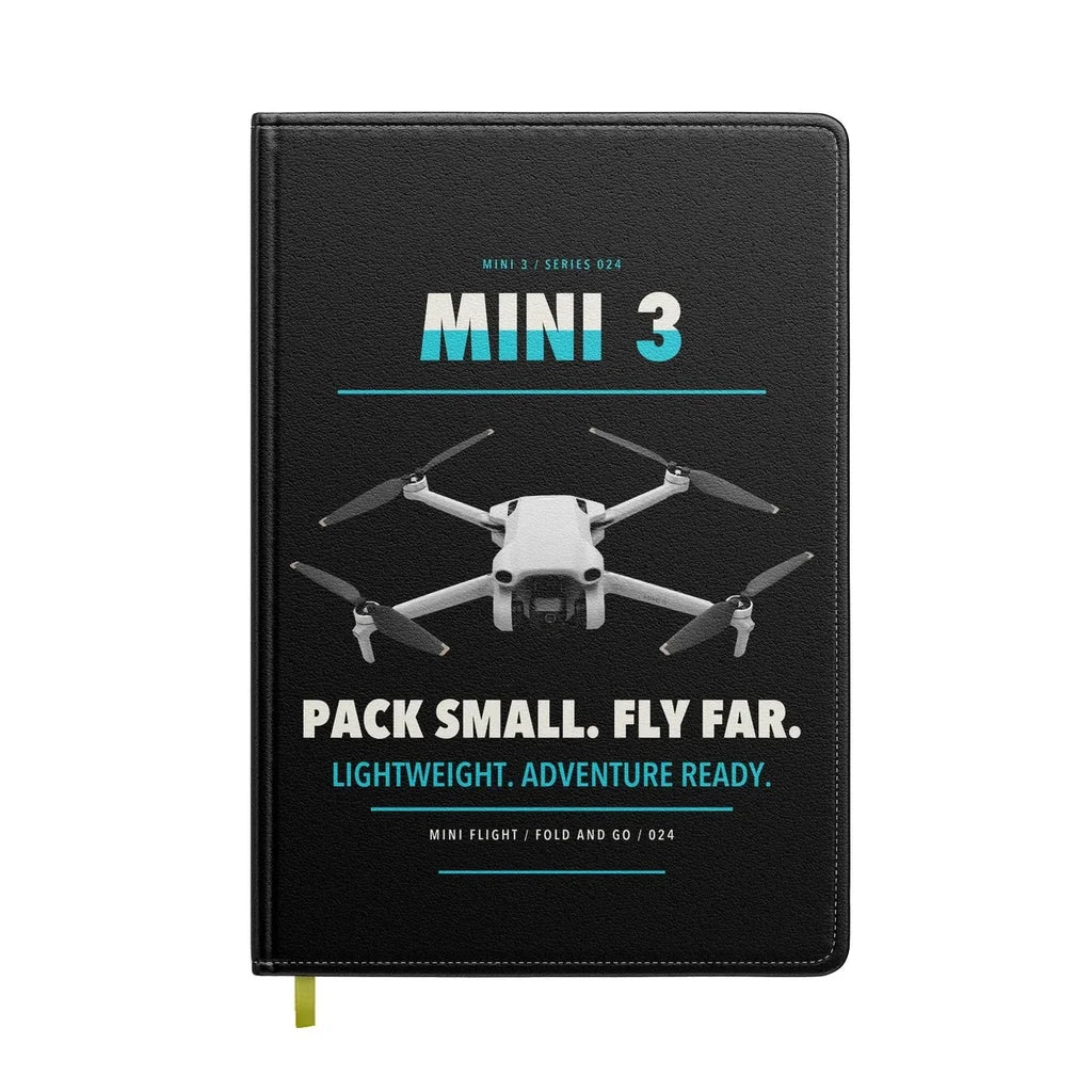 DJI Mini 3 design on black notebook