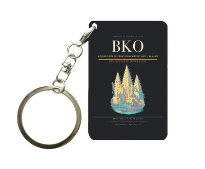 Modibo Keita International Airport BKO — Bamako Key Chain design on black key chain