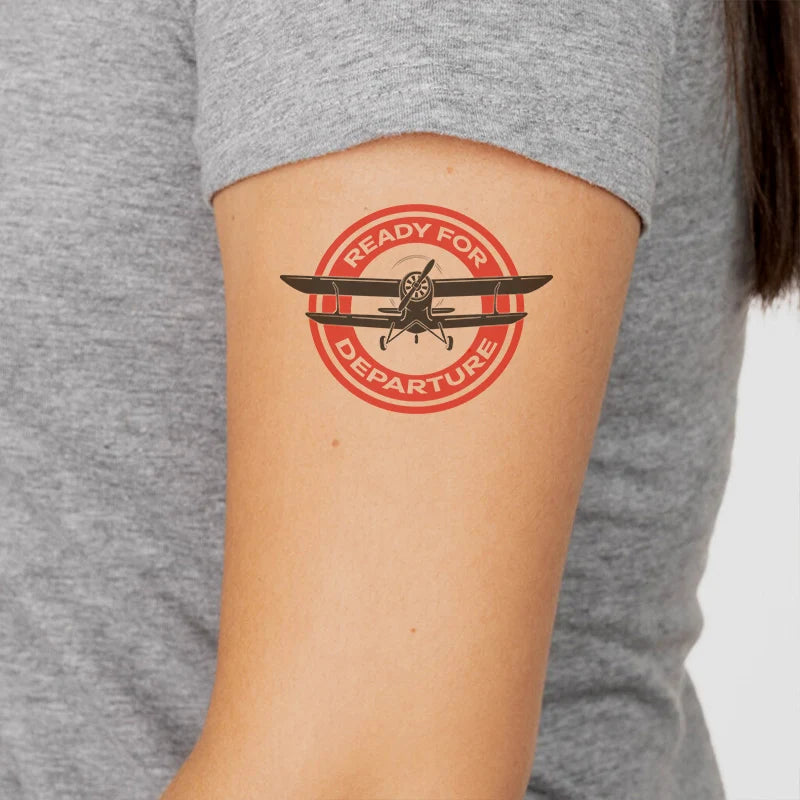 Ready for Departure aviation temporary tattoo in skin-safe adhesive paper.