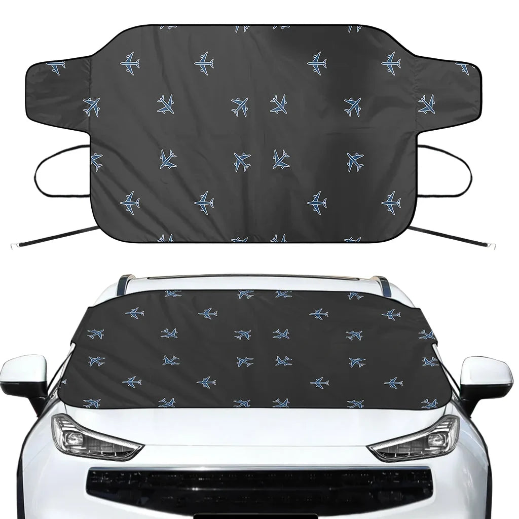 Nice Airplanes (Gray) Car aviation design on car windshield cover.