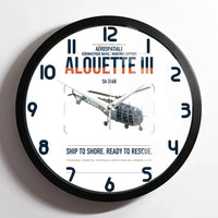 Thumbnail for Aérospatiale SA 316B Alouette III design on white framed wall clock