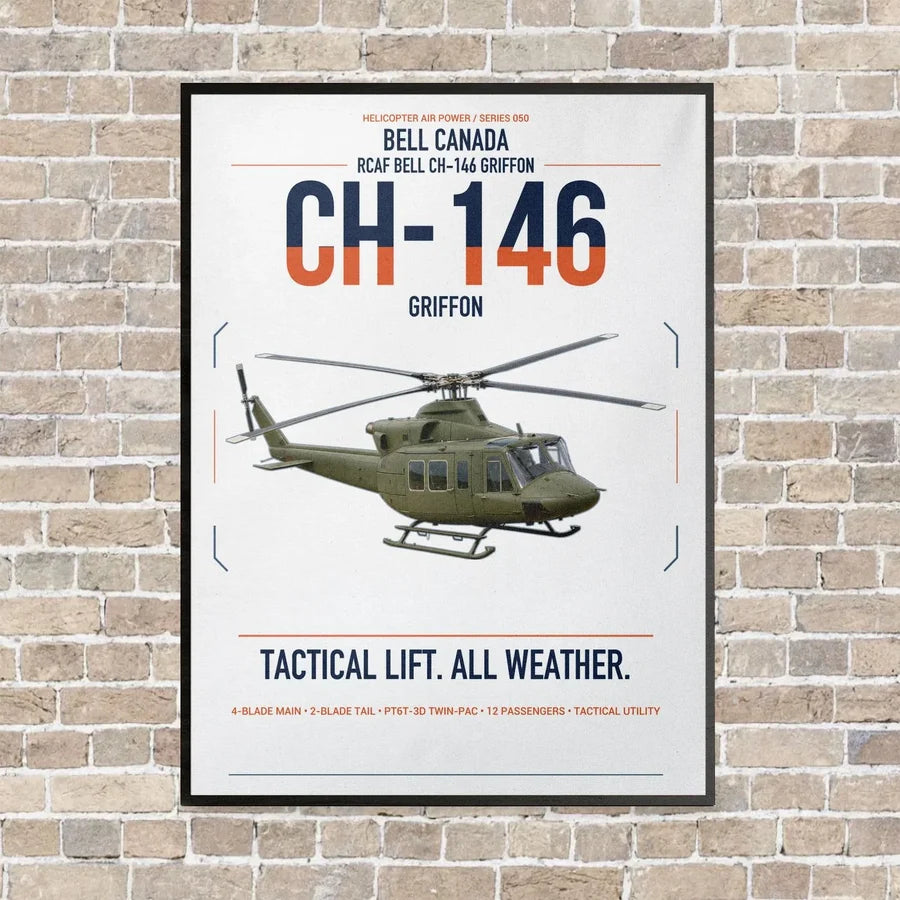 Bell Canada CH-146 Griffon vertical canvas print - framed - white background