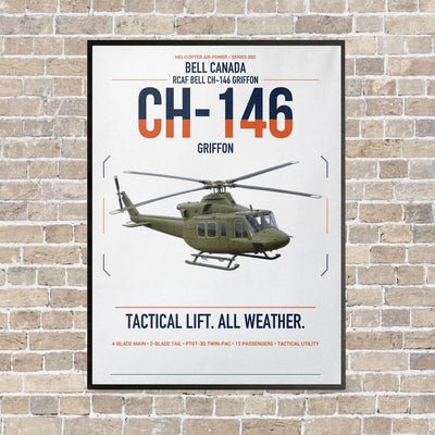 Bell Canada CH-146 Griffon vertical canvas print - framed - white background