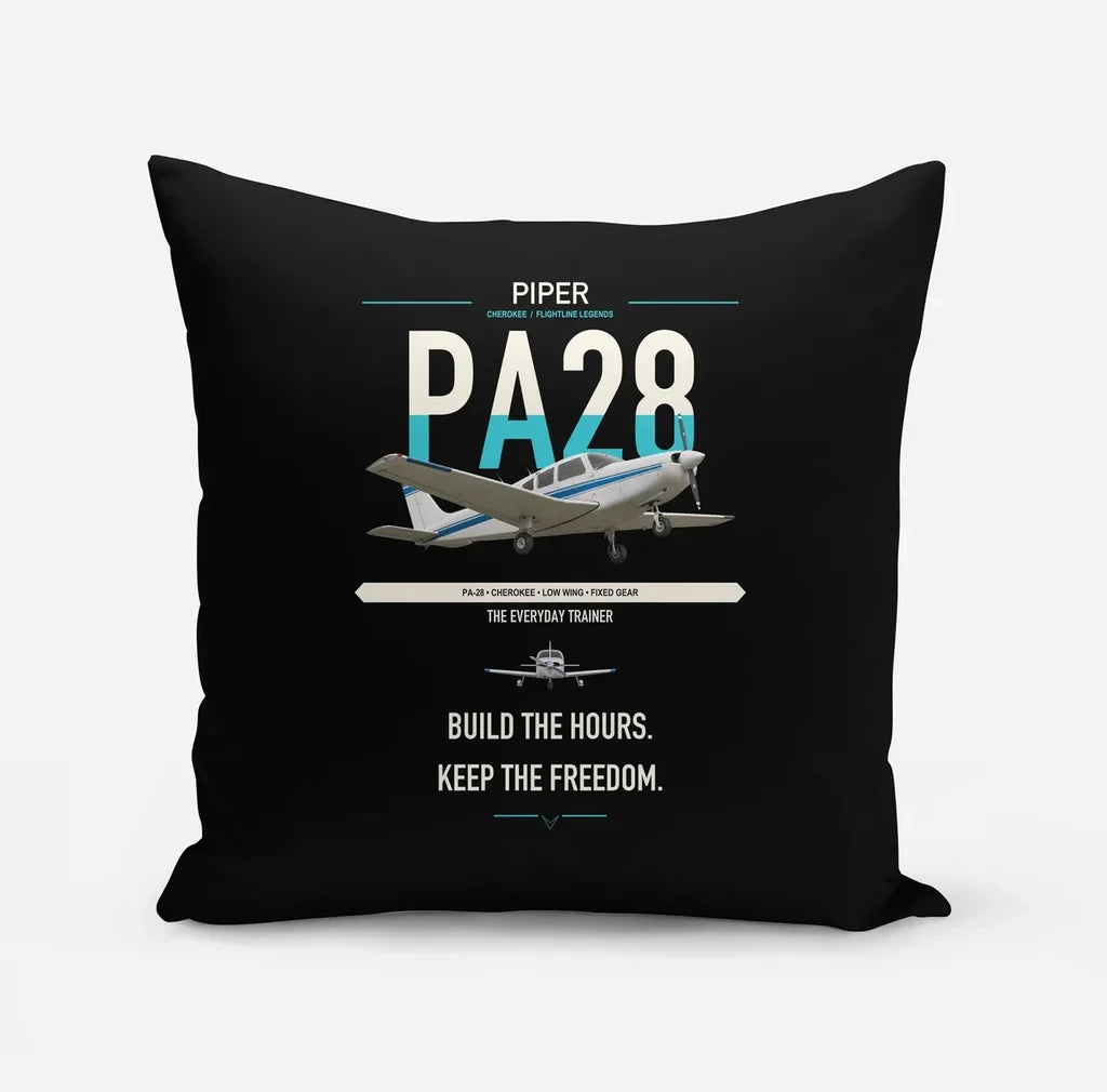 Piper PA-28 Cherokee design on black pillow