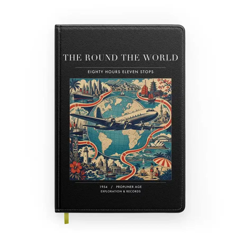VINTAGE G4100 - The Round The World - Designed Notebooks design on black