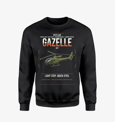 Westland Gazelle AH1 design on black sweatshirt