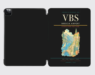 Brescia Airport (VBS) design on black ipad tablet case