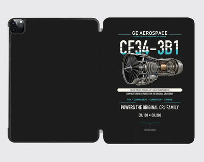 CF34-3B1 design on black ipad tablet case