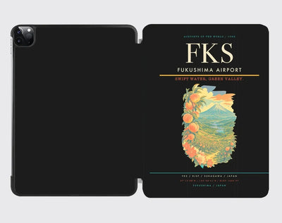 Fukushima Airport (FKS) design on black ipad tablet case