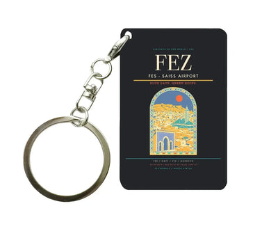 Fes - Saiss Airport FEZ Key Chain design on black key chain