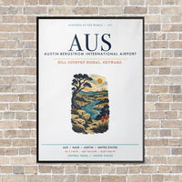 Thumbnail for Austin-Bergstrom International Airport AUS vertical canvas print - framed - white background